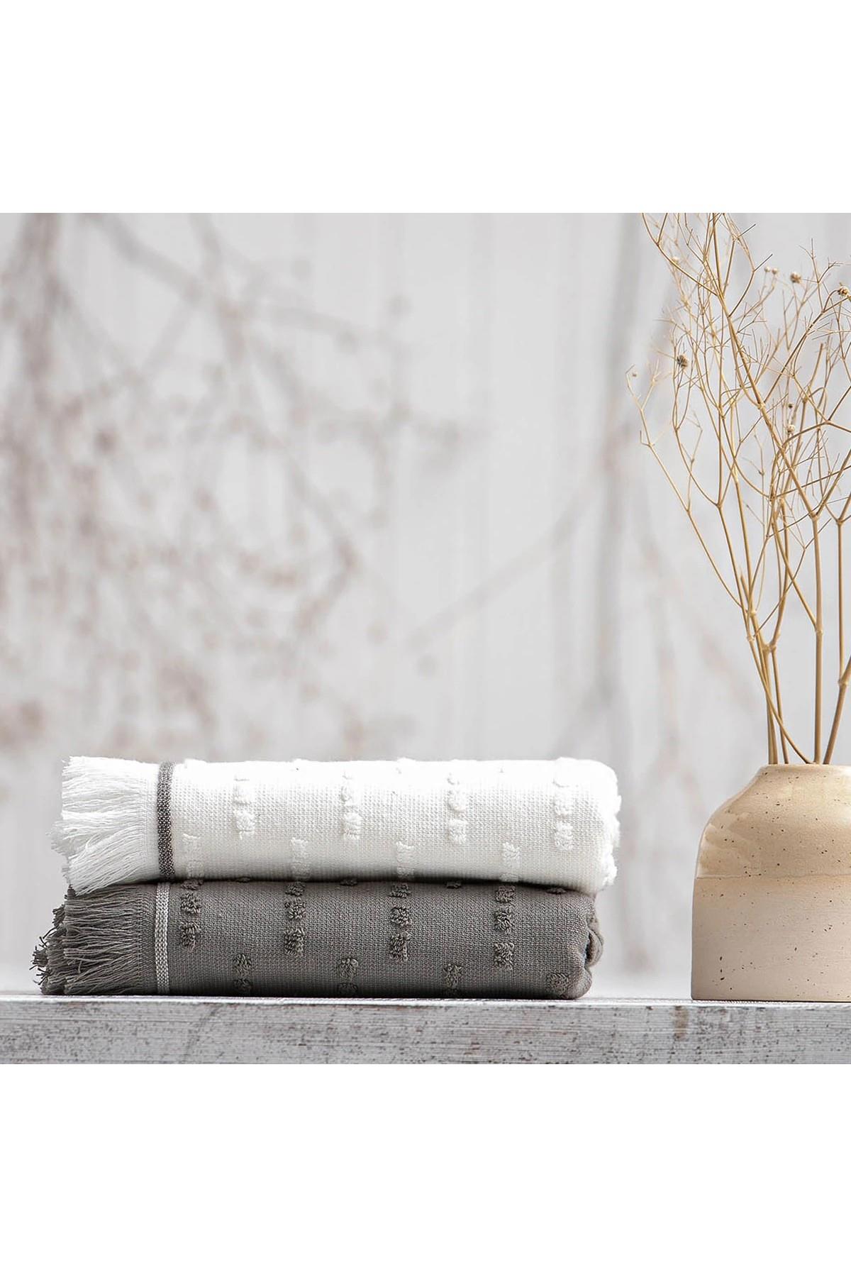 Green Black Pera 2'li Mutfak Havlusu Krem-Antrasit