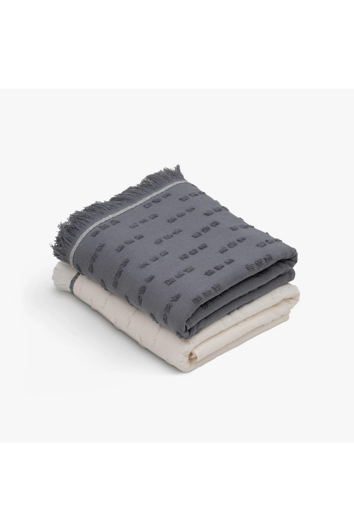 Green Black Pera 2'li Mutfak Havlusu Krem-Lacivert