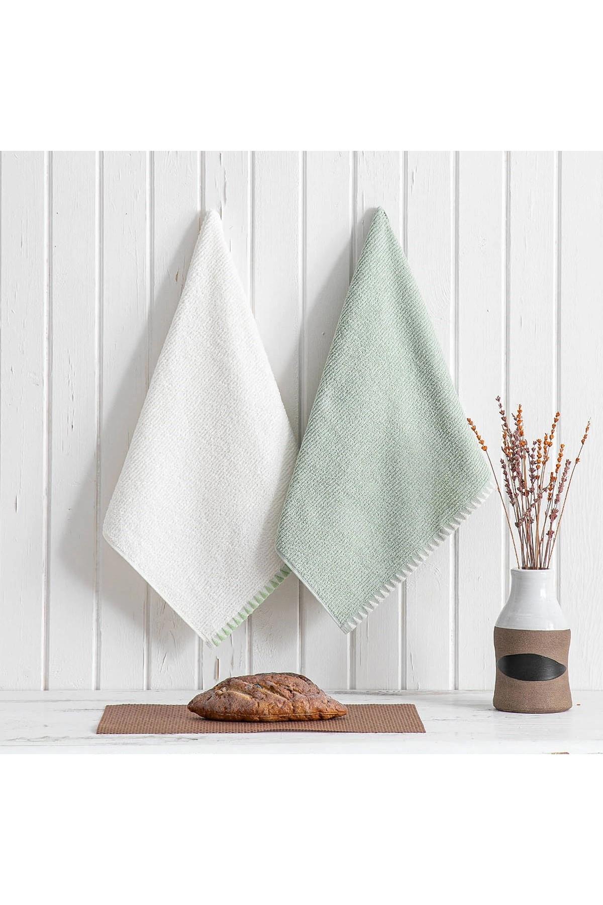 Green Black Vera 2'li Mutfak Havlusu Krem-Mint