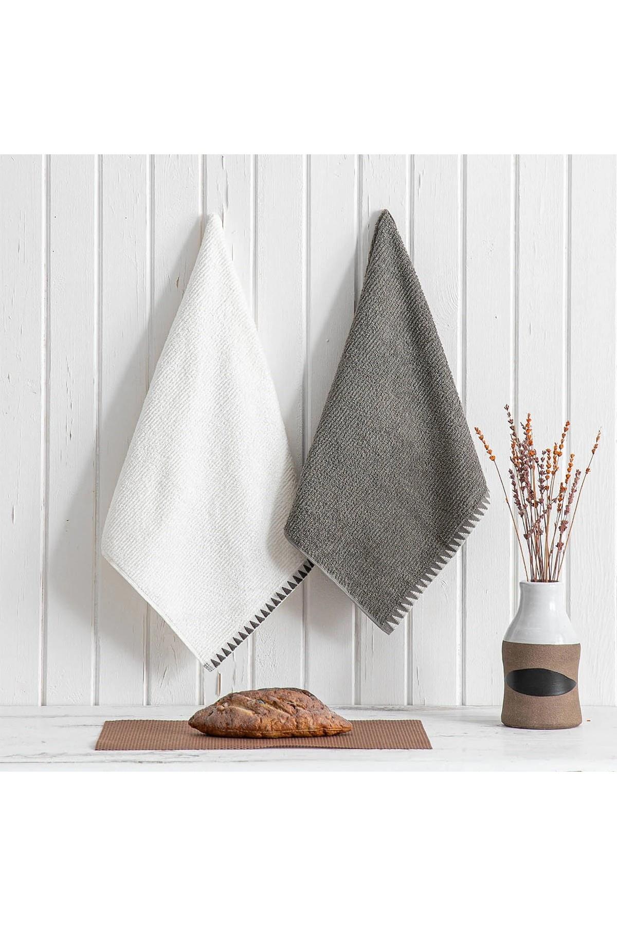 Green Black Vera 2'li Mutfak Havlusu Krem-Antrasit