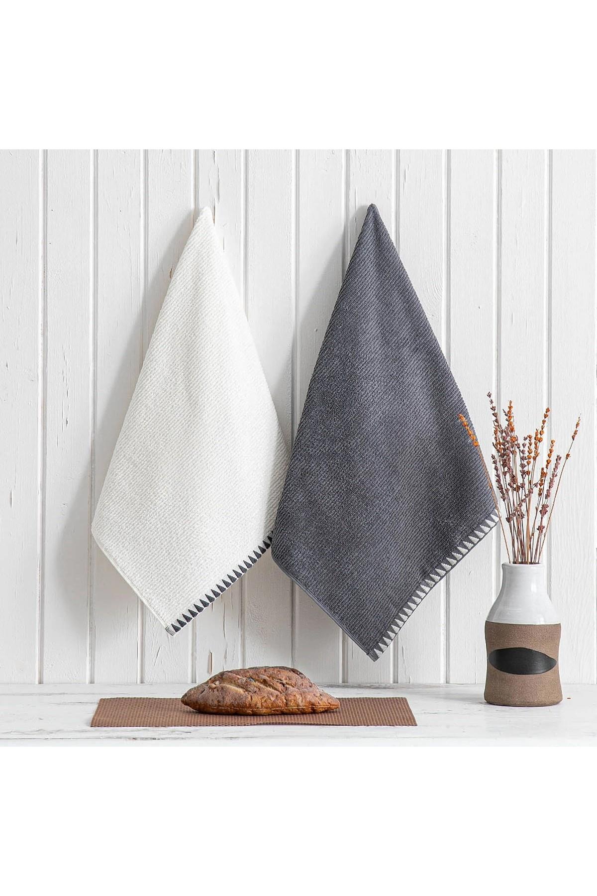 Green Black Vera 2'li Mutfak Havlusu Krem-Lacivert