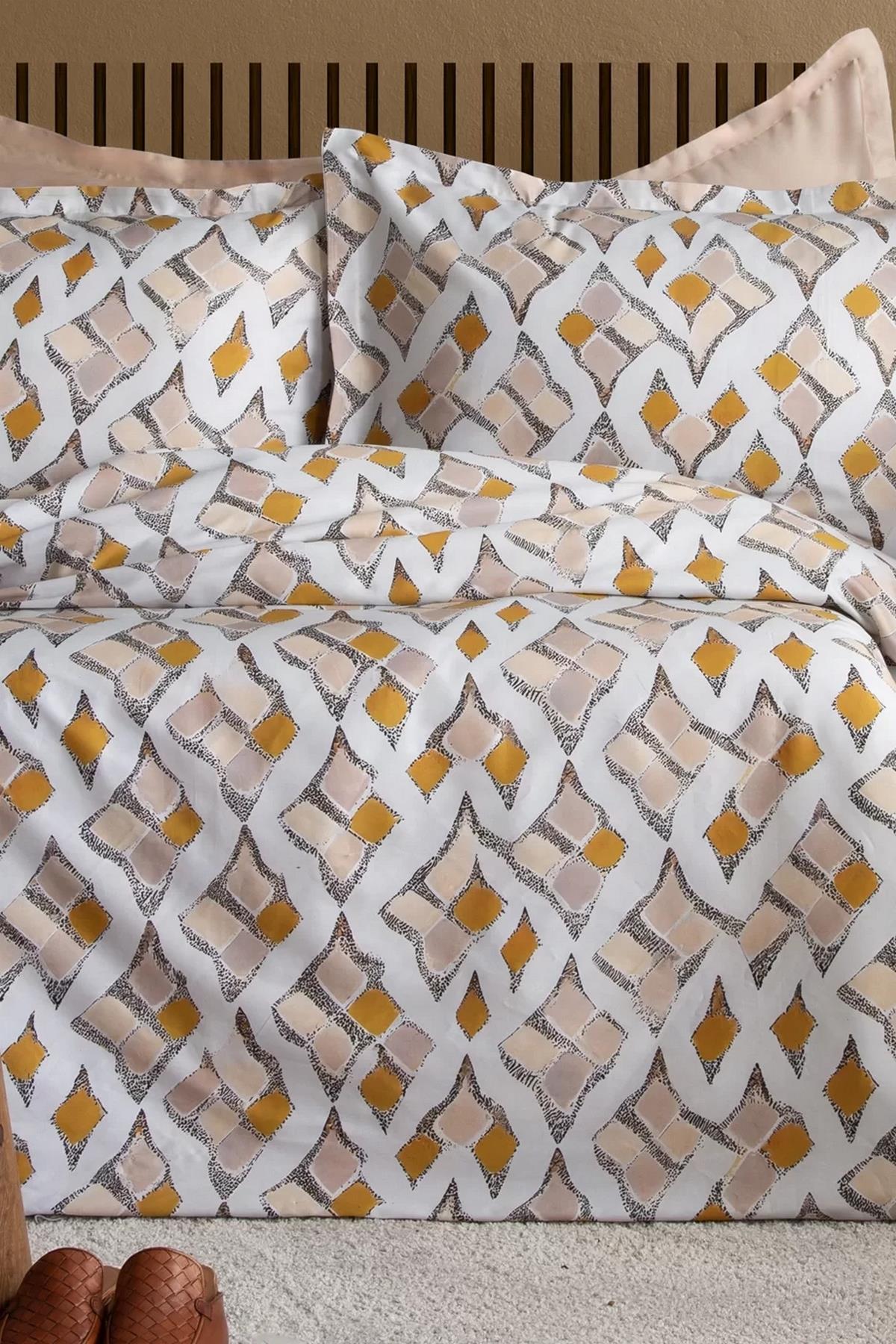 İssimo Crassa 210 TC (83 Tel) Dijital Pamuk Saten Çift Kişilik Nevresim Takımı