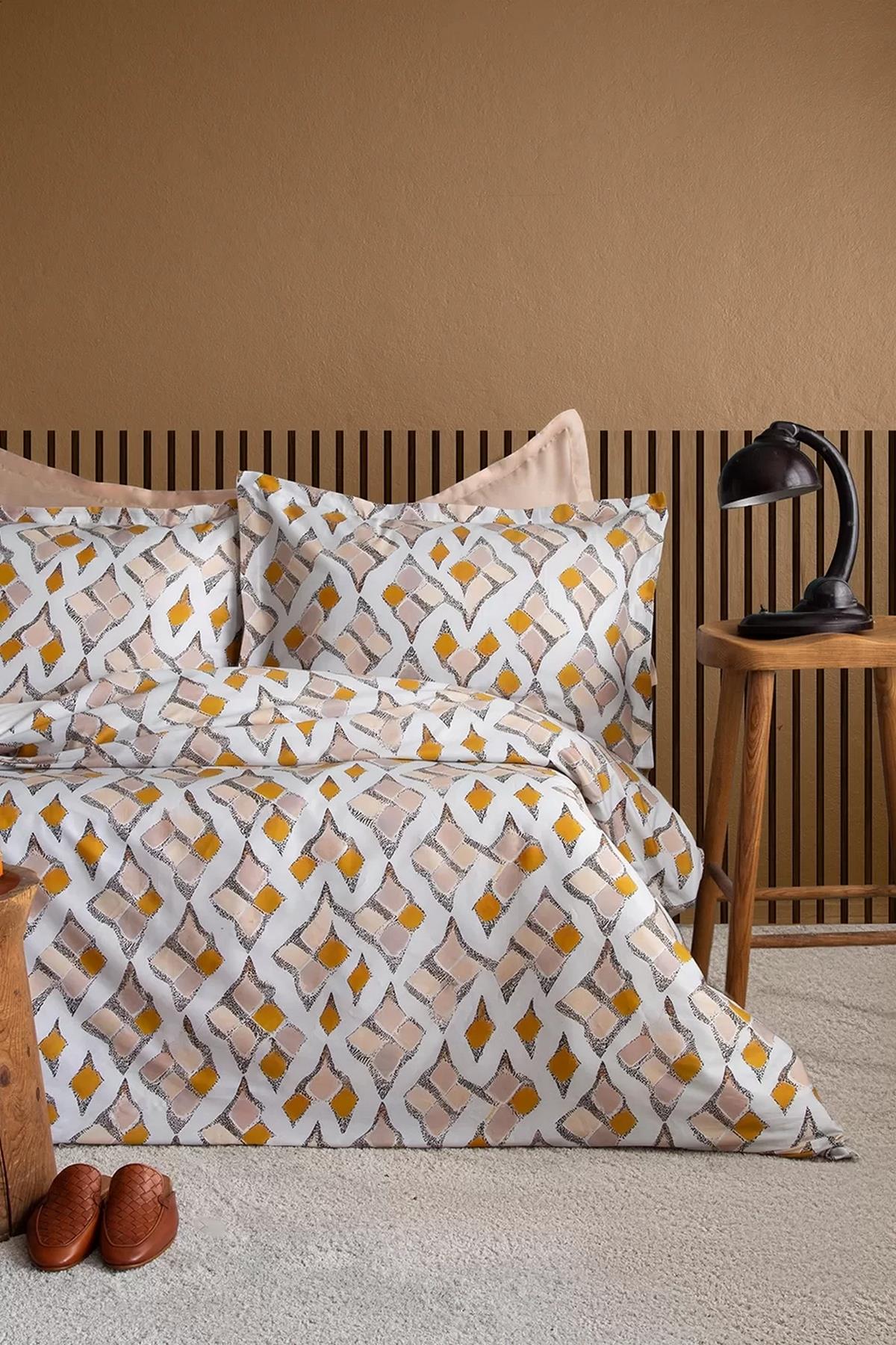 İssimo Crassa 210 TC (83 Tel) Dijital Pamuk Saten Çift Kişilik Nevresim Takımı