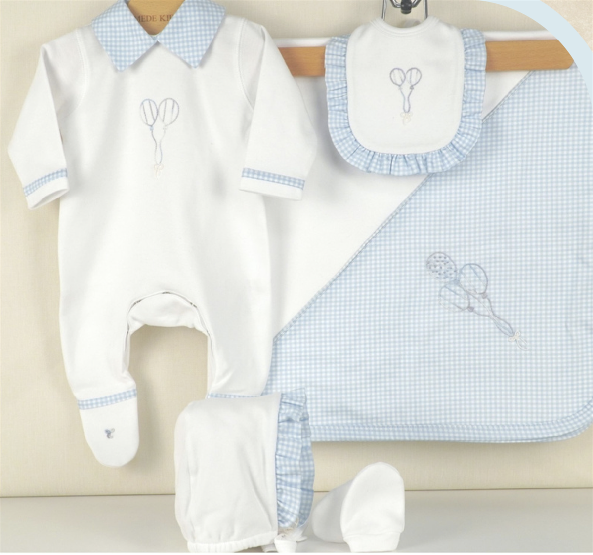 Medekids Balon Penye 5'li Set Beyaz & Mavi 0-3 Ay