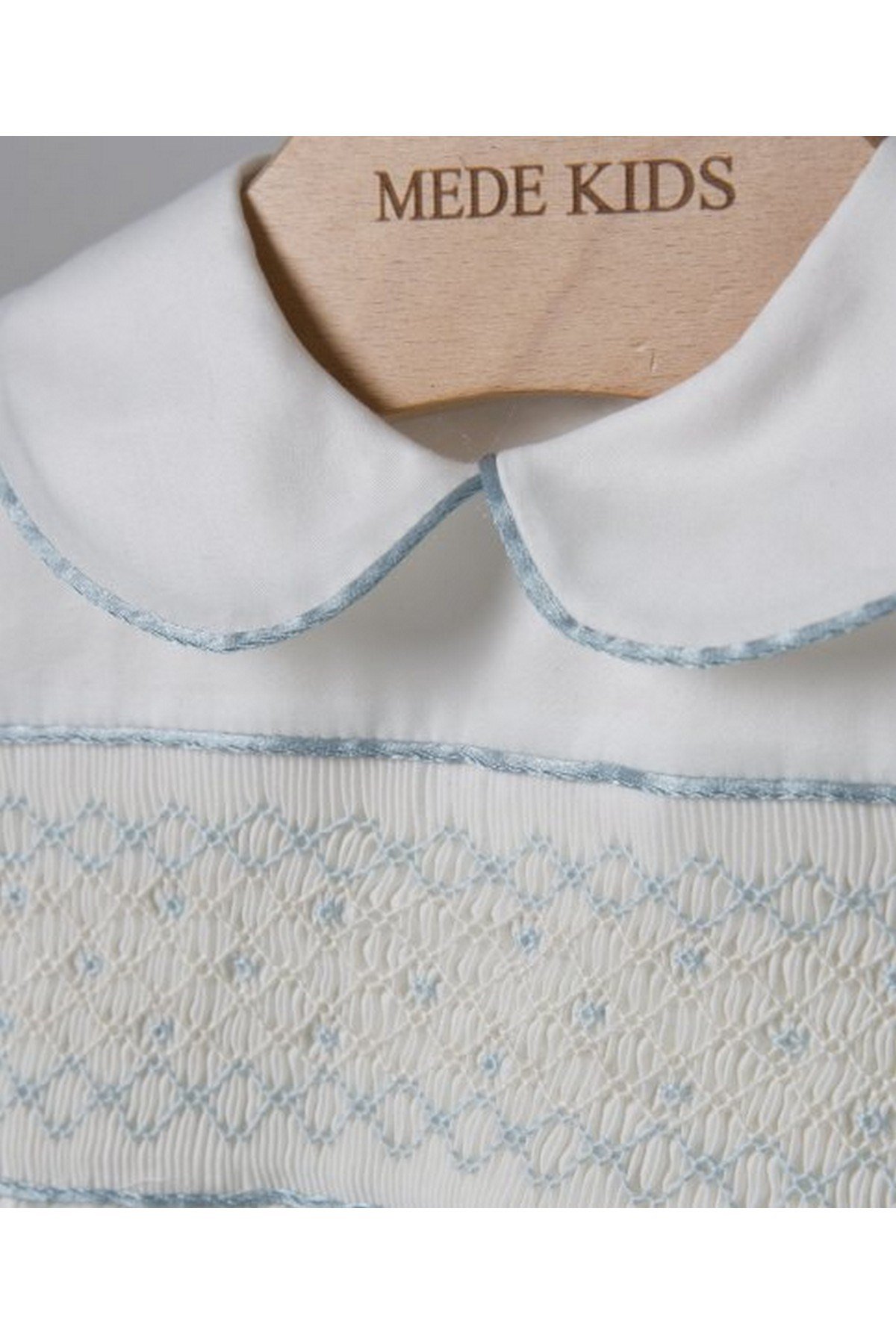 Medekids Çıtır Pliting Tulum Ekru-Mavi 0-3 Ay