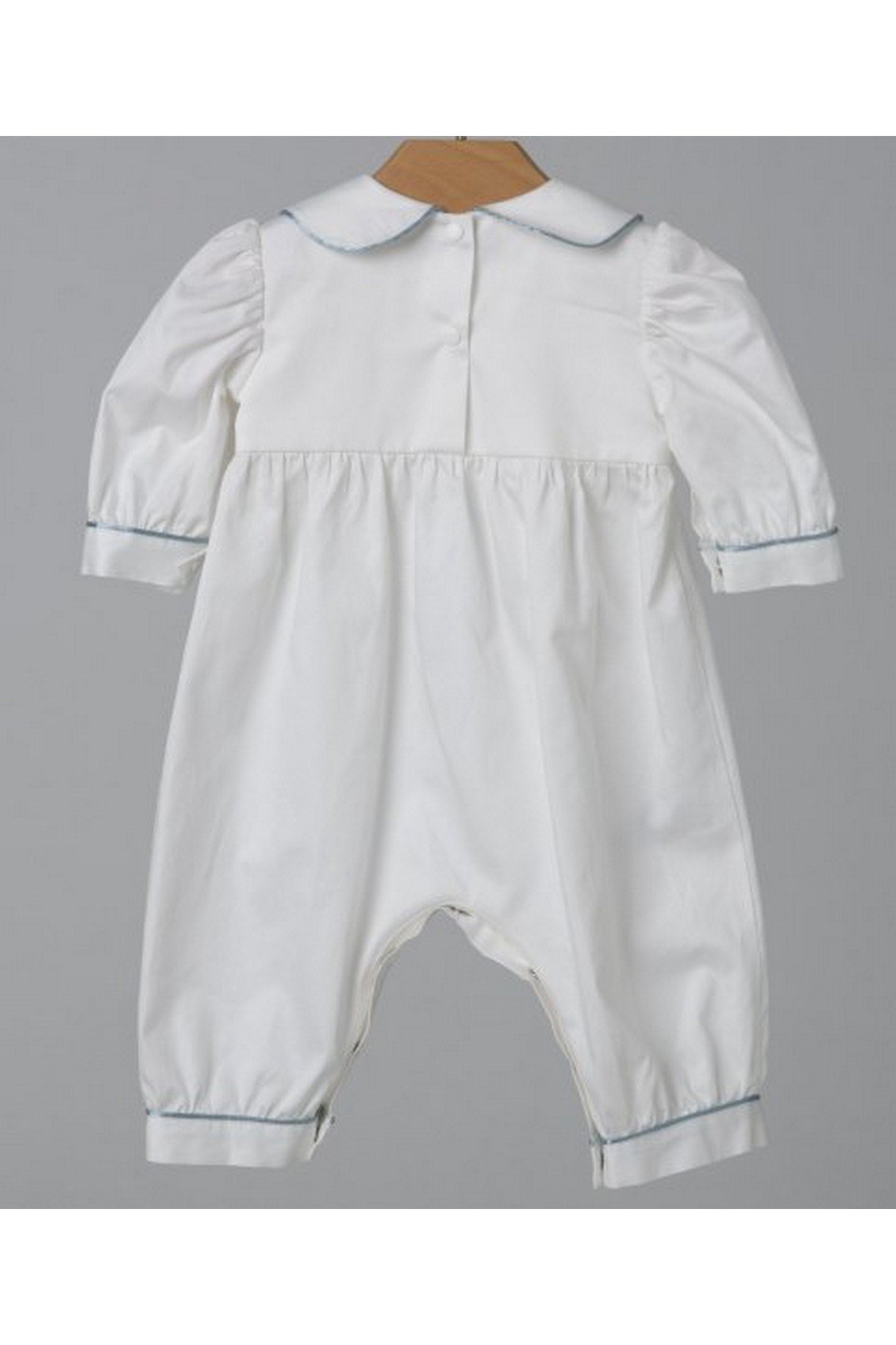 Medekids Çıtır Pliting Tulum Ekru-Mavi 0-3 Ay