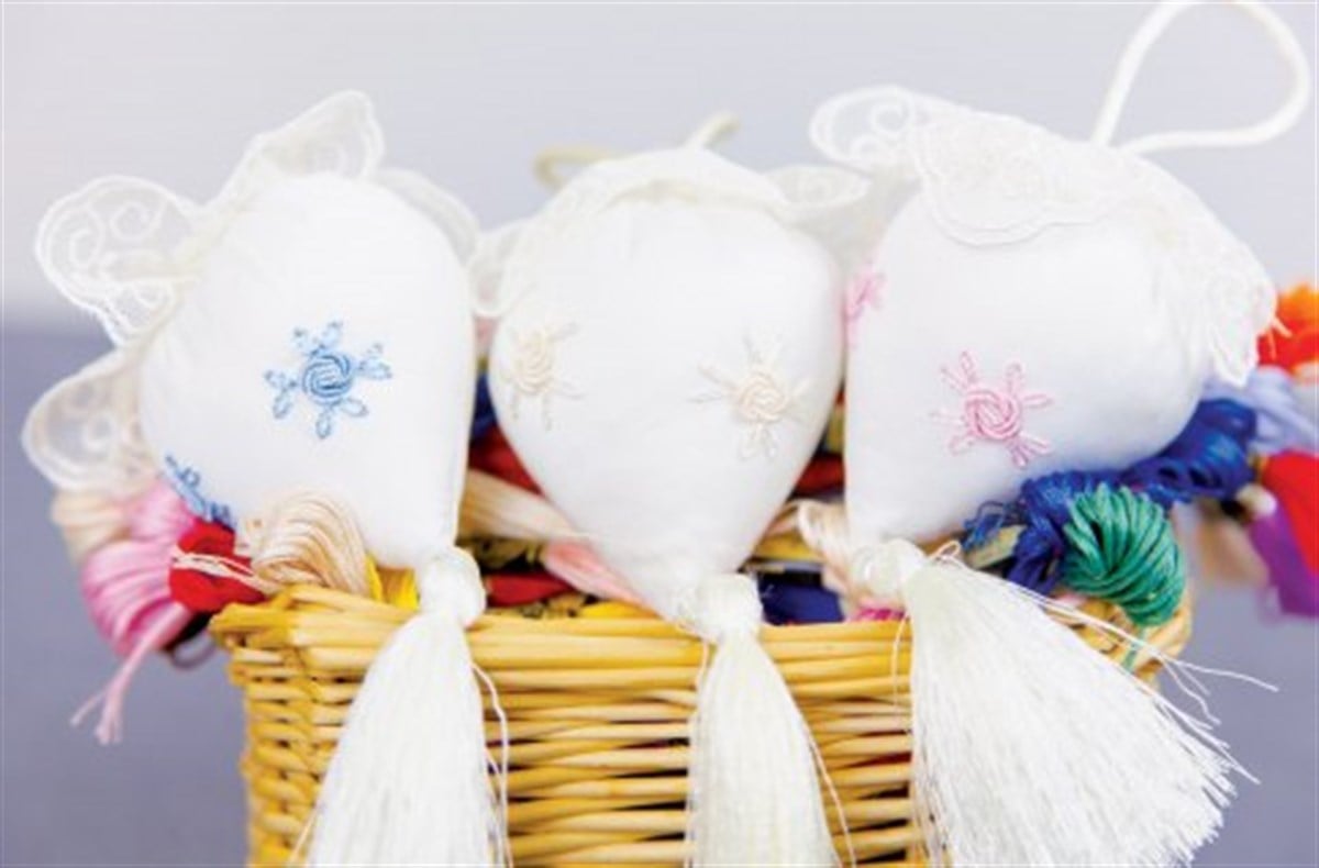 Medekids Nakışlı Koku Kesesi Ekru-Mavi