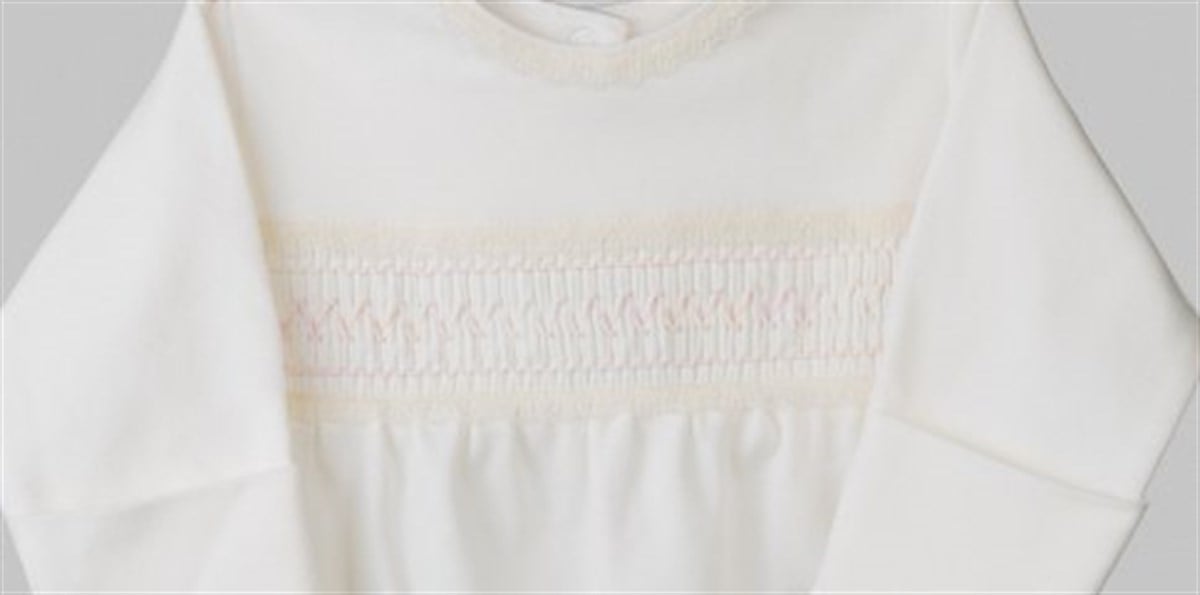 Medekids Plitingli Penye Ayaklı Tulum Ekru-Pembe 0-3 Ay