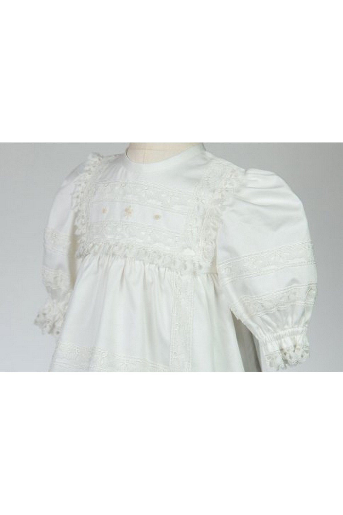 Medekids Vaftiz Model Uzun Kol Elbise Ekru-Ekru 0-3 Ay