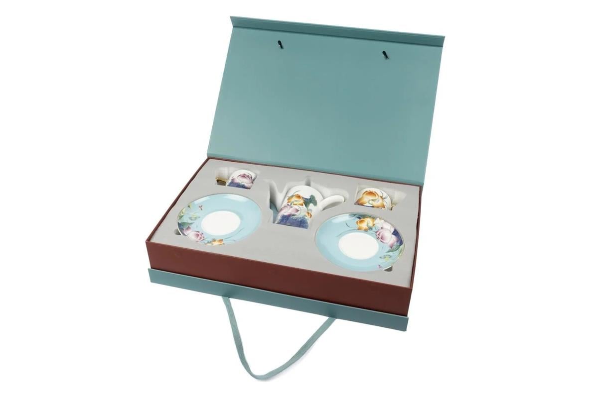 Mikasa Moor Garden Mavi 2li Duble Kahve Seti ve Demlik 200CC