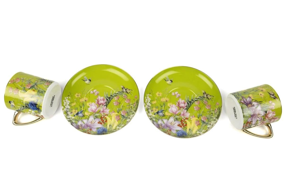 Mikasa Moor Garden Yeşil 2li Duble Kahve Seti ve Demlik 200CC