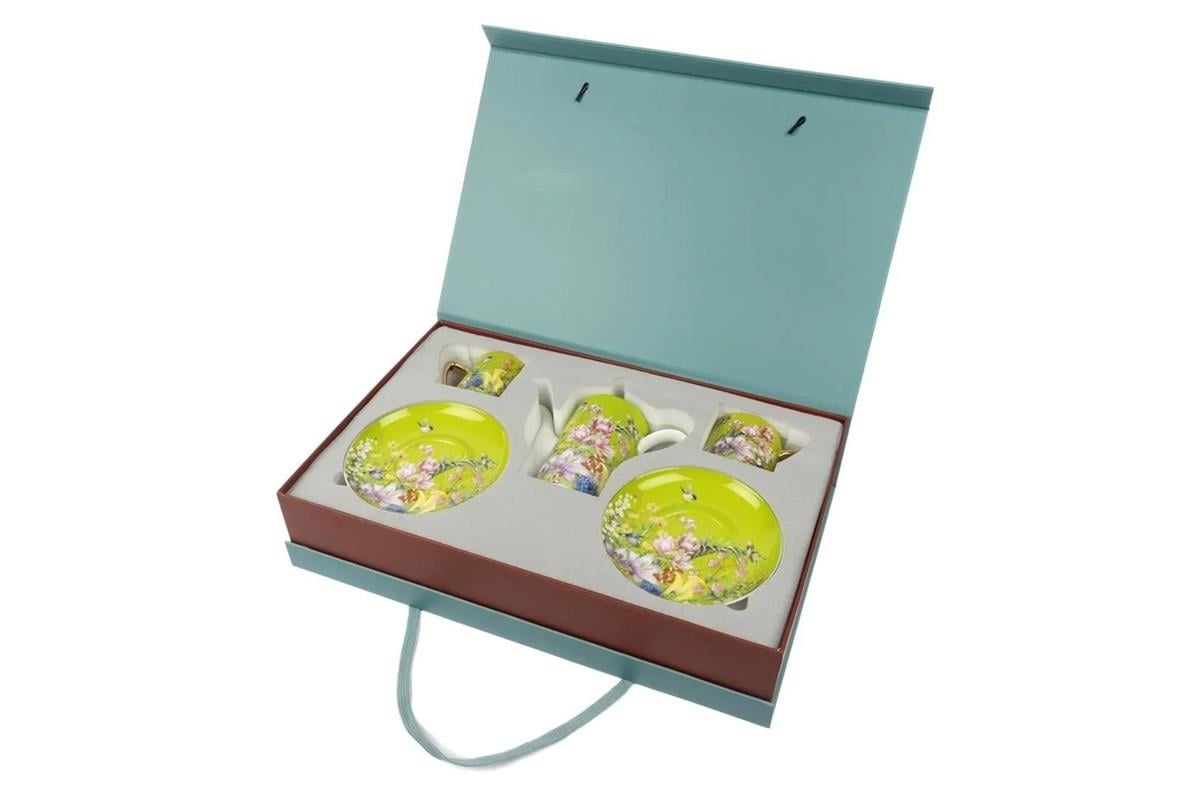 Mikasa Moor Garden Yeşil 2li Duble Kahve Seti ve Demlik 200CC