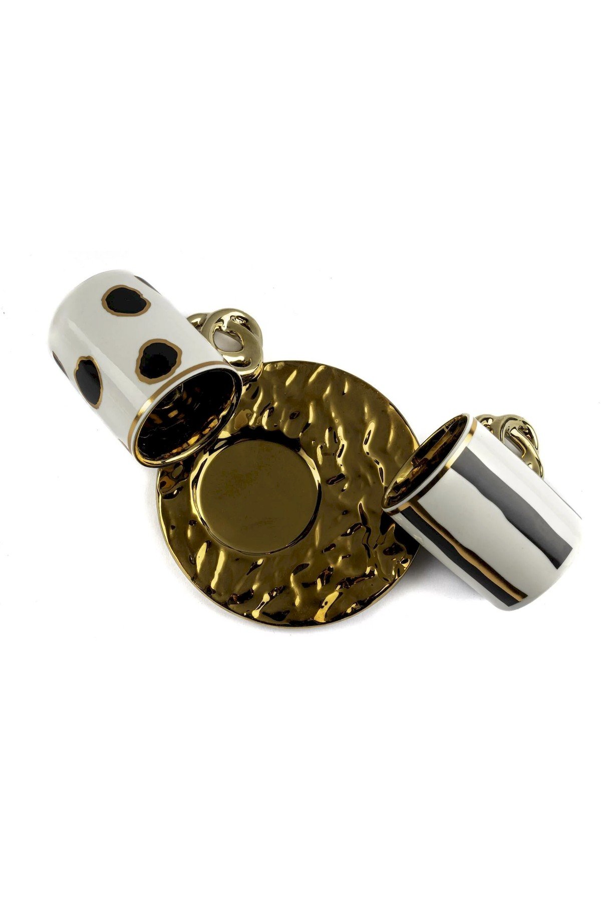 Mikasa Moor Lalin Siyah Beyaz Gold 2li Asorti 6'lı Kahve Fincanı Seti 90 cc