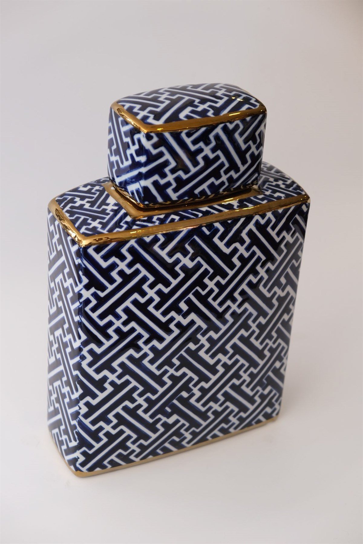 Mikasa Moor Mavi Gold Kapaklı Seramik Küp - Büyük