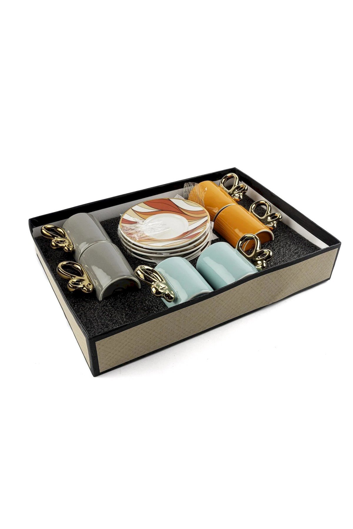 Mikasa Moor Sunshine 3 Renkli Asorti Gold 6'lı Kahve Fincanı Seti 90 cc