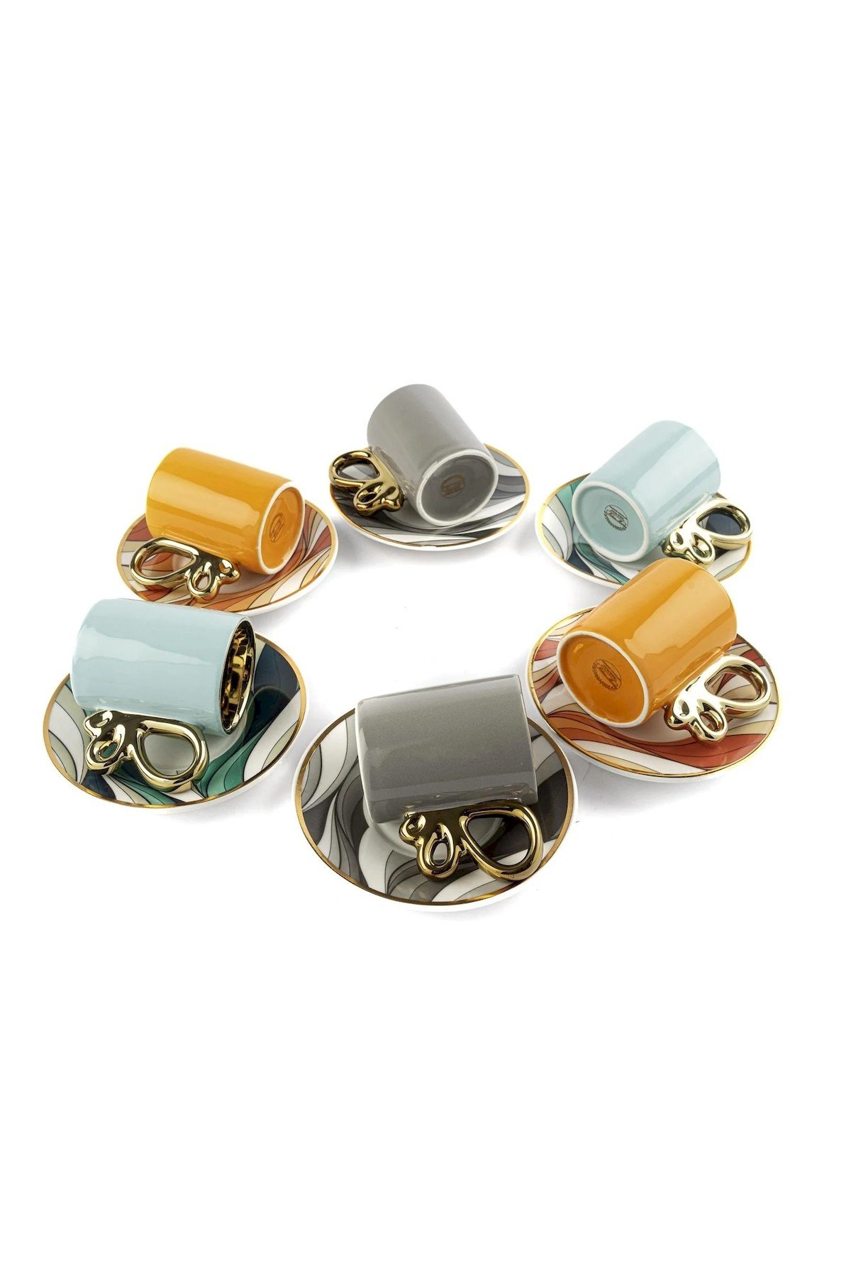 Mikasa Moor Sunshine 3 Renkli Asorti Gold 6'lı Kahve Fincanı Seti 90 cc