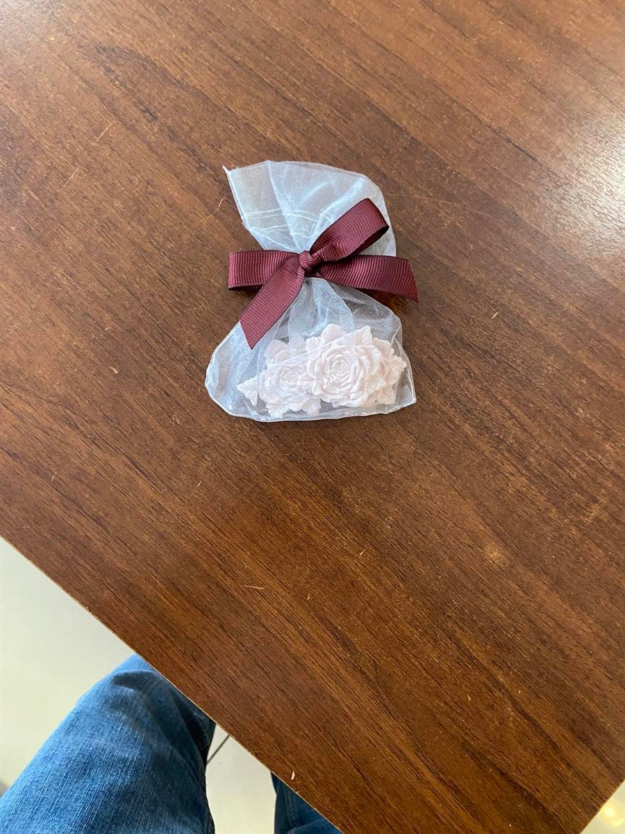 Neptün Gül Figürlü Taş Kese Pembe Renk
