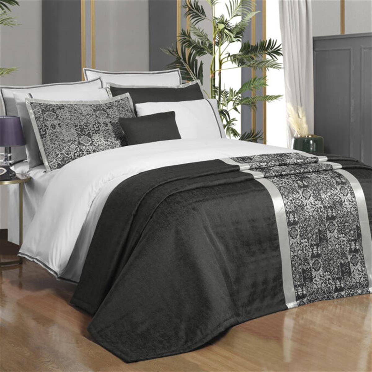 Sarev Boleno Yatak Örtüsü ve Nevresim Takımı Çift Kişilik Gri
