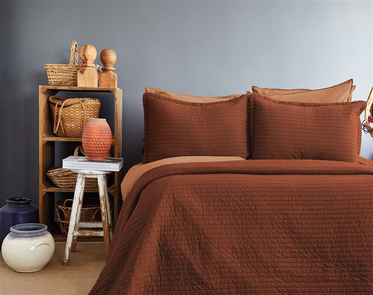 Savanna Bakır Yıkanmış %100 Pamuk Poplin Yatak Örtüsü 240*260 cm