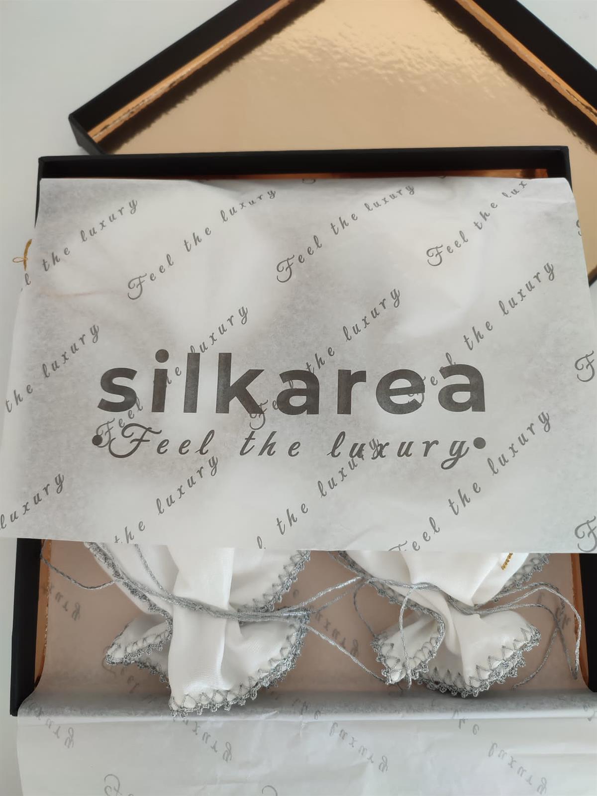 Silkarea Nakışlı İpek Lavanta Kese Seti