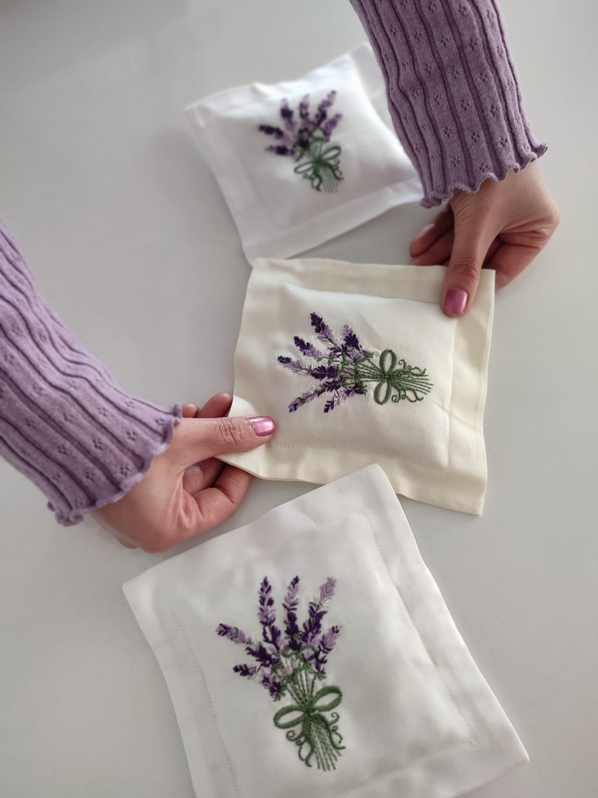 Silkarea Nakışlı Pamuk Saten Lavanta Seti