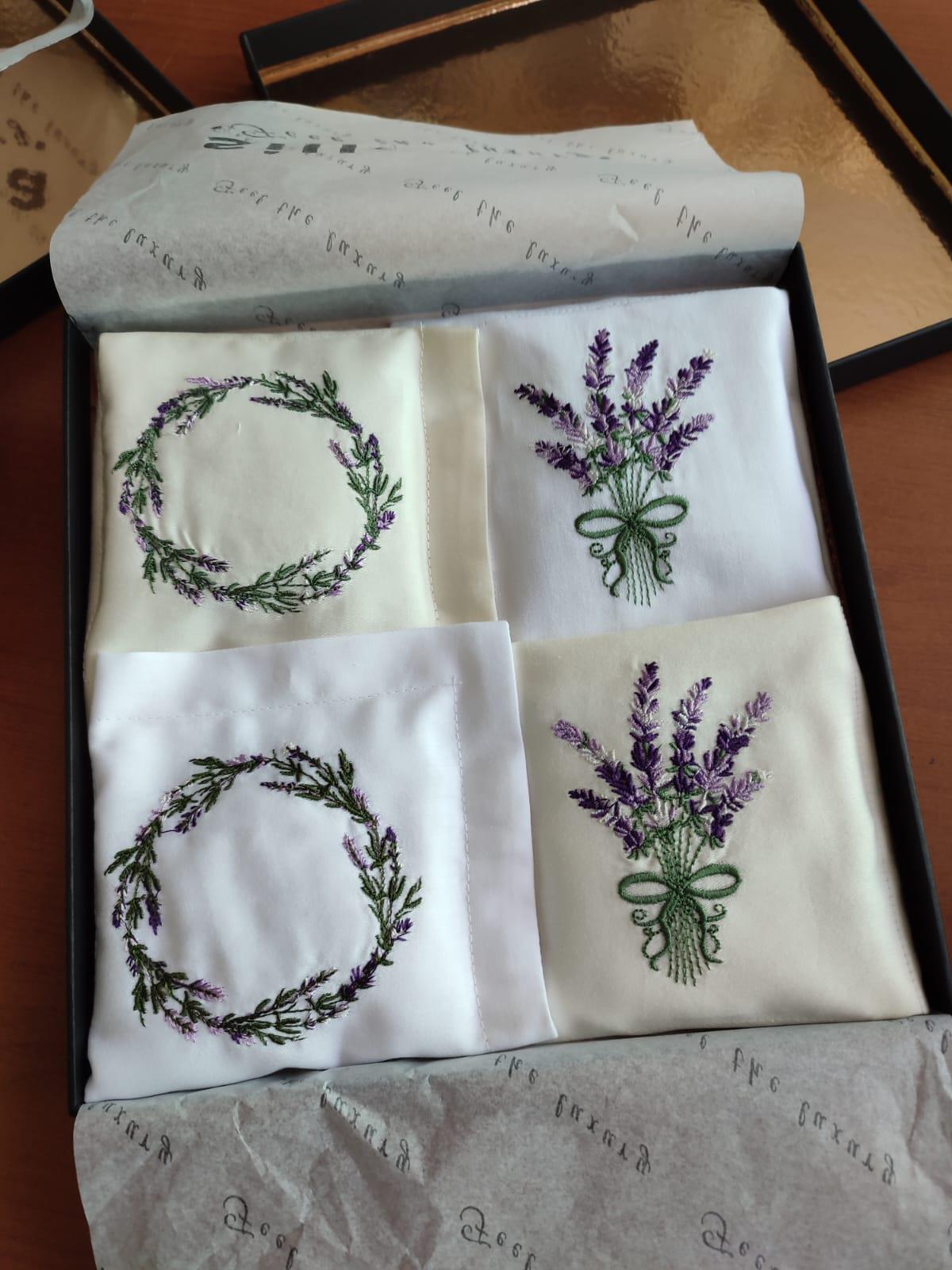 Silkarea Nakışlı Pamuk Saten Lavanta Seti