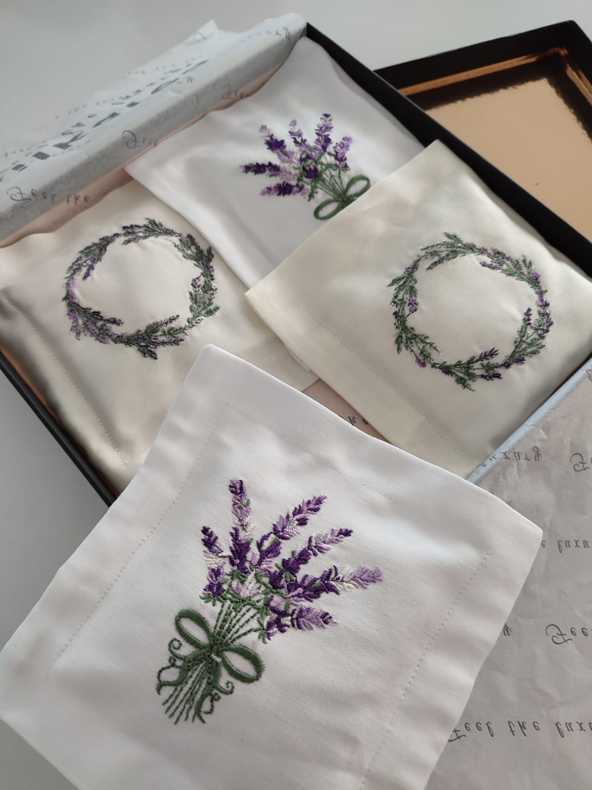 Silkarea Nakışlı Pamuk Saten Lavanta Seti