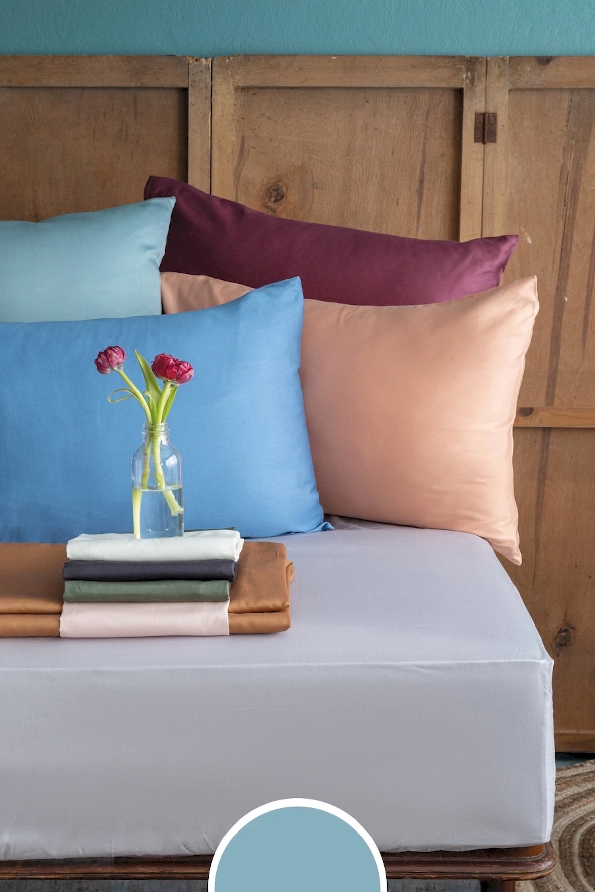 Simply Mint Blue Pamuk Saten Fitted Set 160*200/50*70(2)