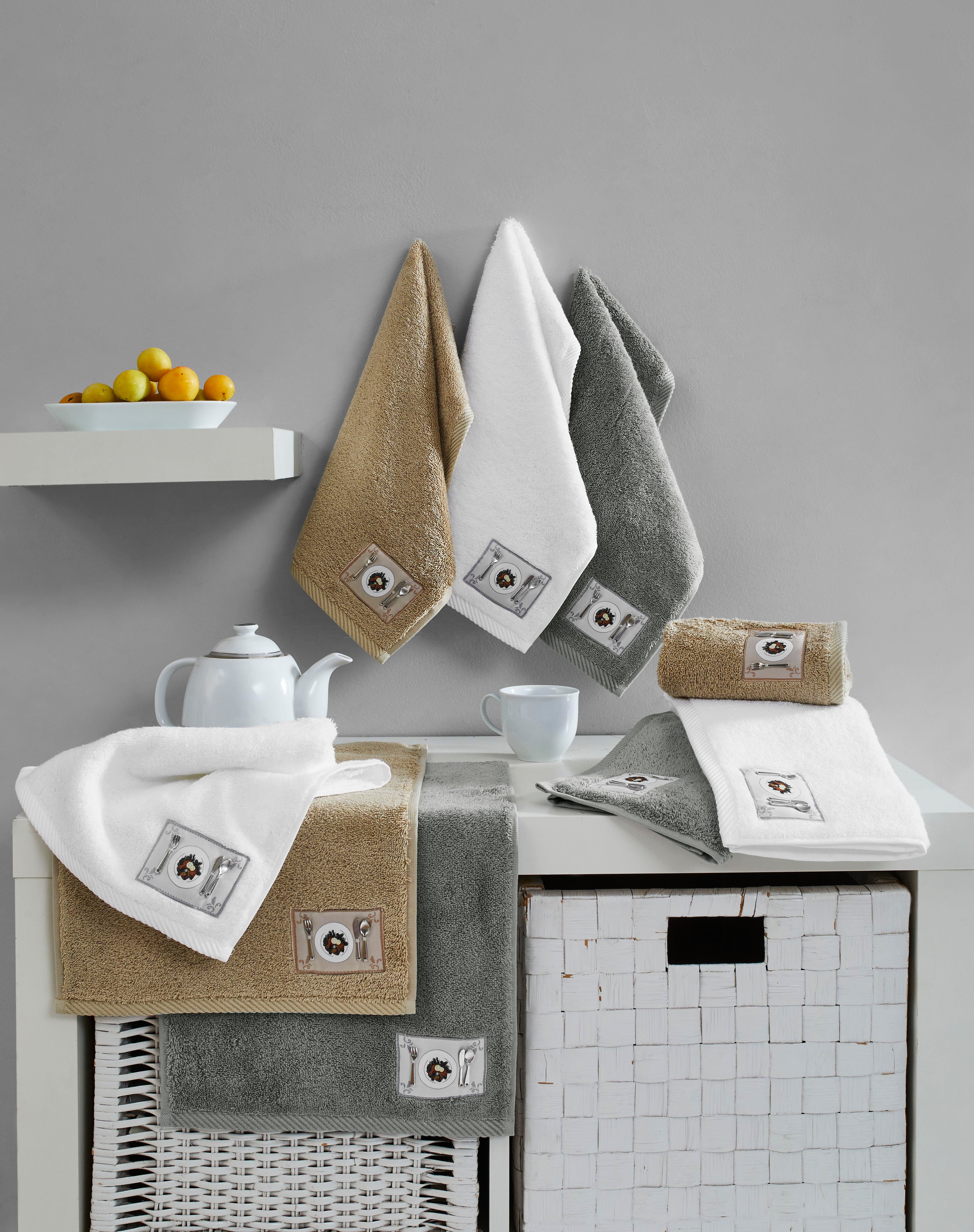 Soft Cotton 3'lü Havlu Seti Kitchen Beyaz