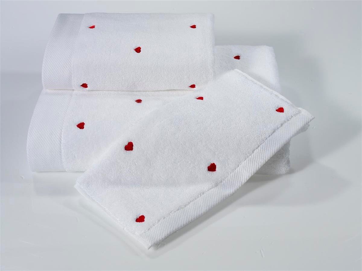 Soft Cotton Love Havlu Beyaz-Kırmızı 30*50