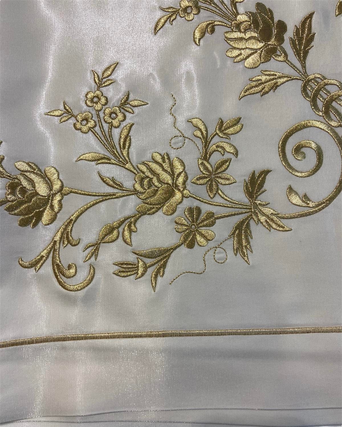 VPH Bohça Sarı Sim Pano Nakışlı Monoray Ekru 110*110 Cm