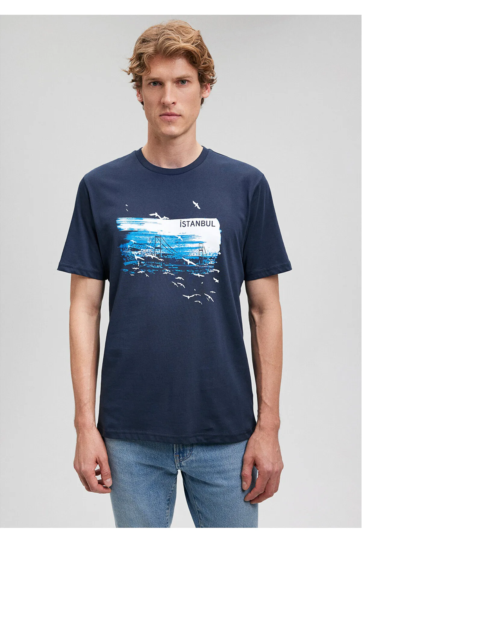 MAVI M0611884-70490 ISTANBUL BASKILI T-SHIRT Gece LacÄ±vert