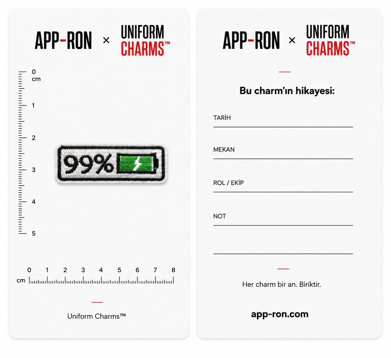 Uniform Charms™ 99 Percent Battery Broş Charm