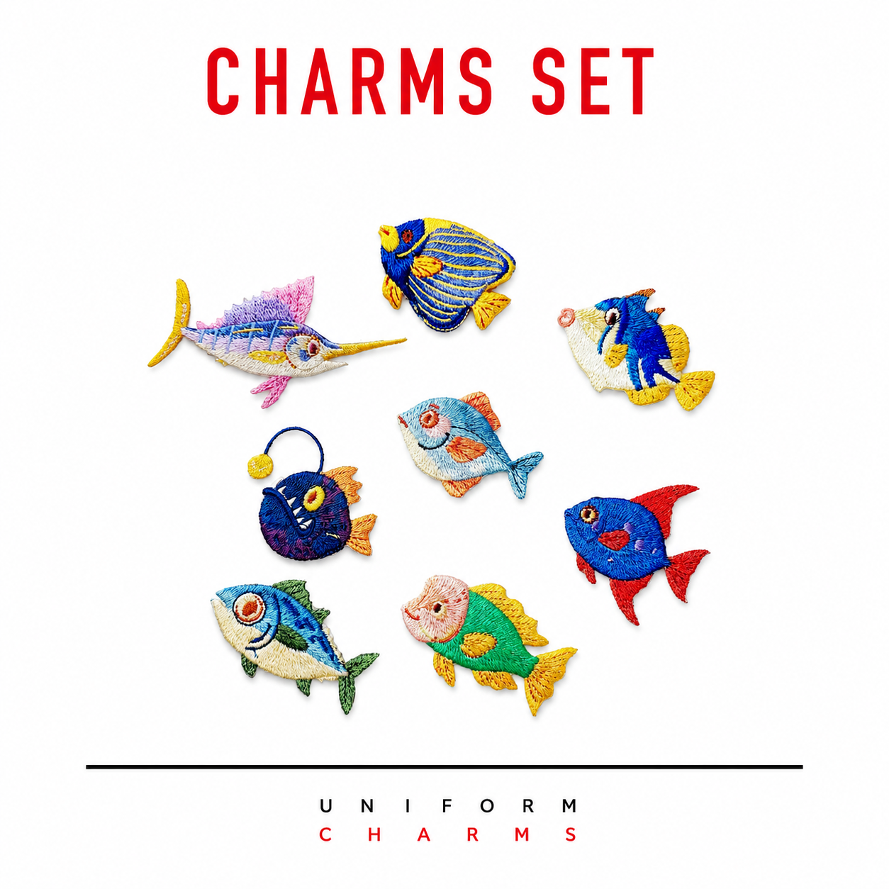 Uniform Charms™ Balık Seti (8'li) Broş Charm