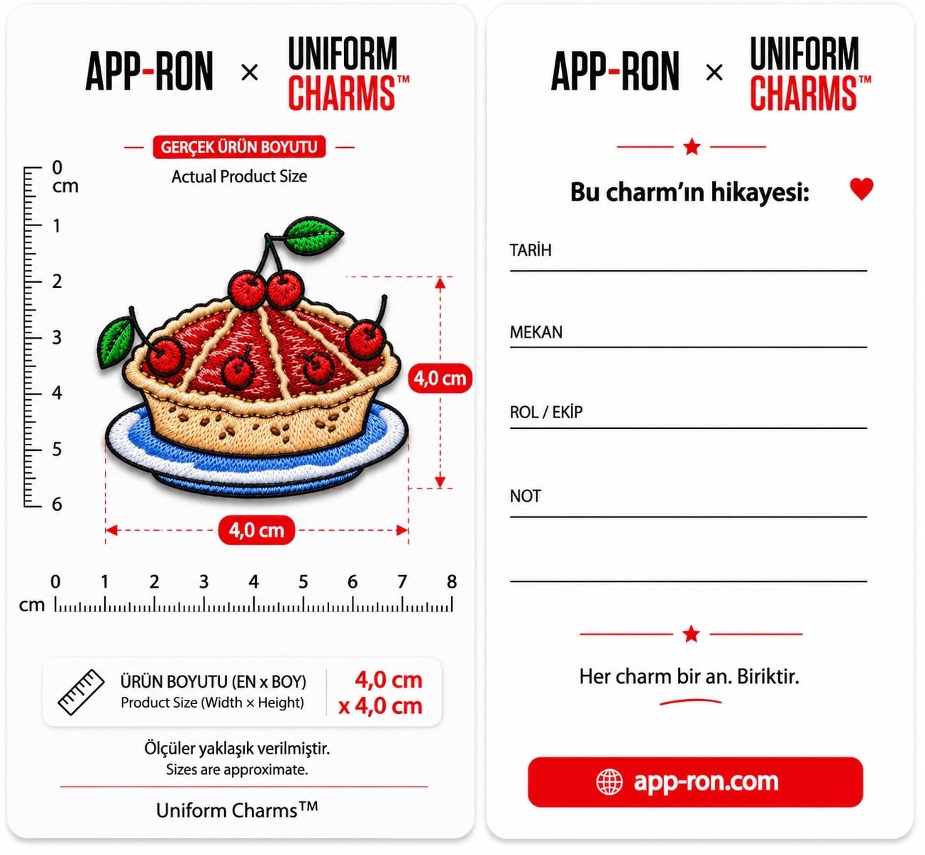 Uniform Charms™ Cherry Pie Broş Charm