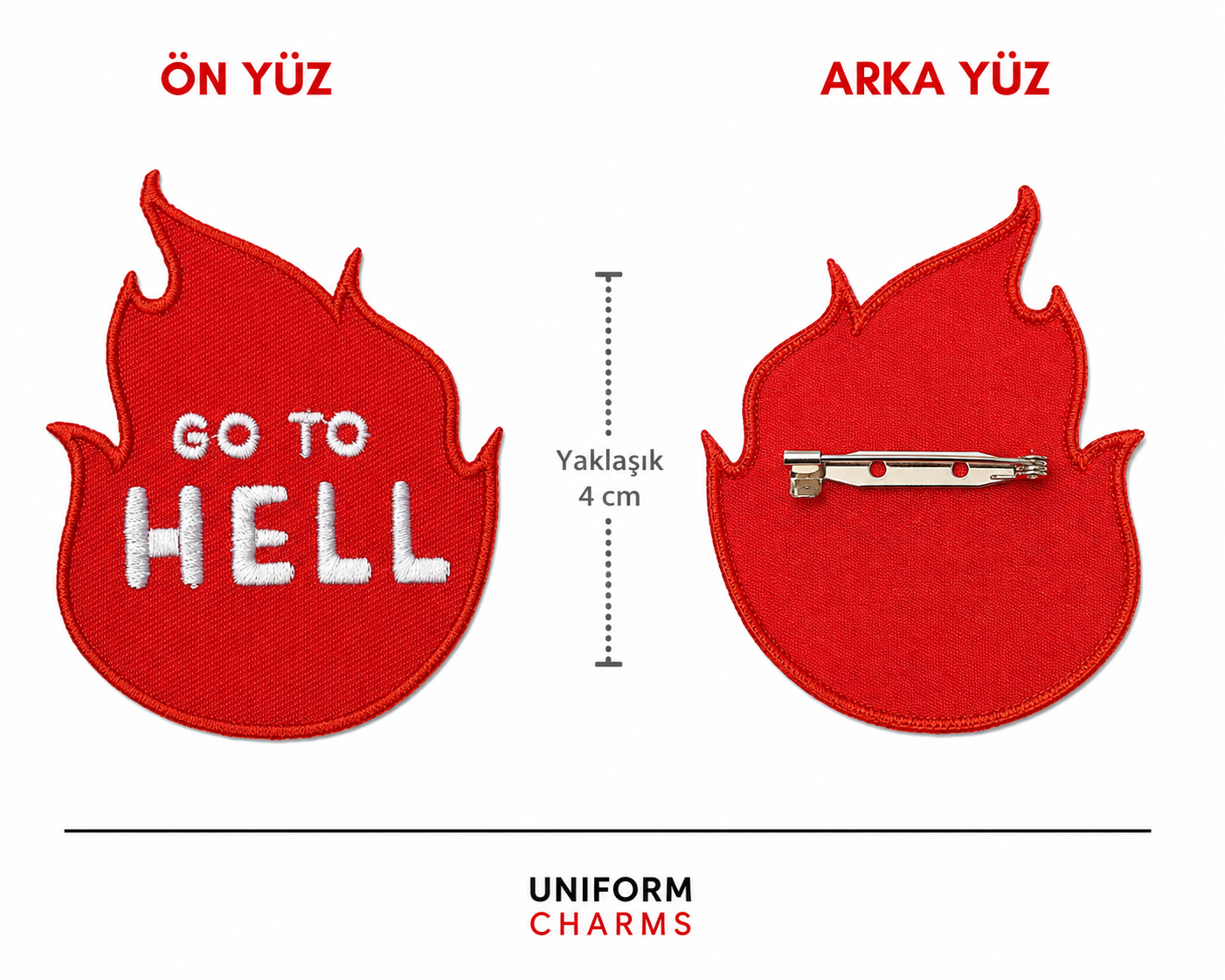 Uniform Charms™ Go To Hell (Alev) Broş Charm
