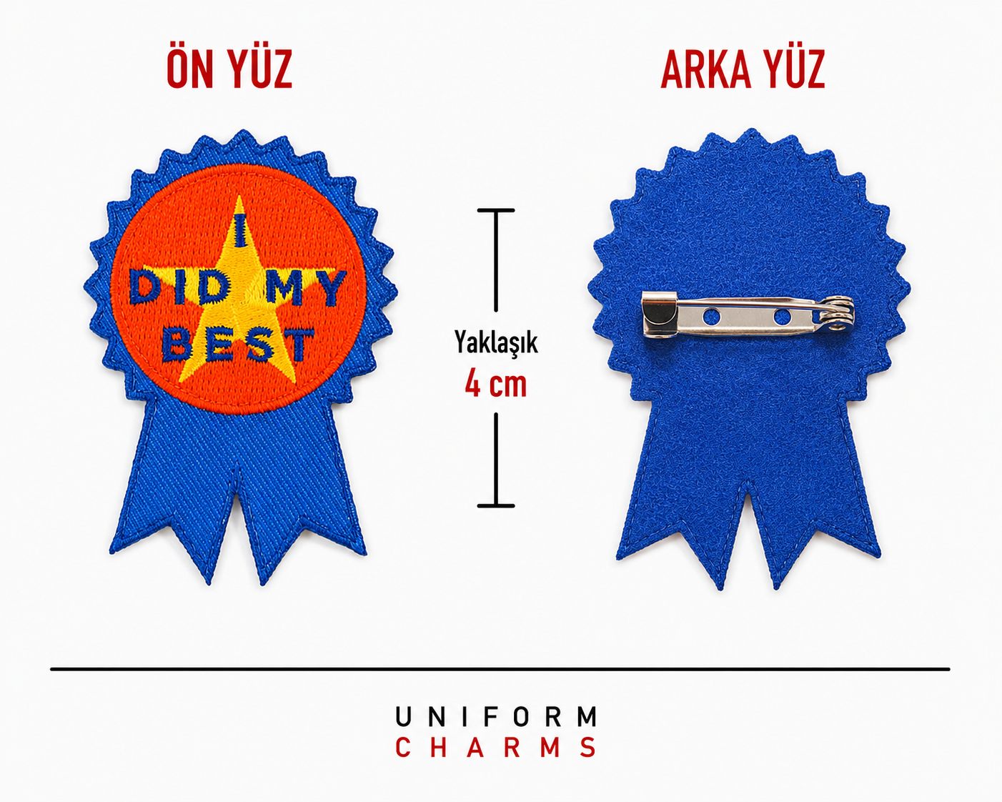 Uniform Charms™ I Did My Best (Mavi Rozet) Broş Charm