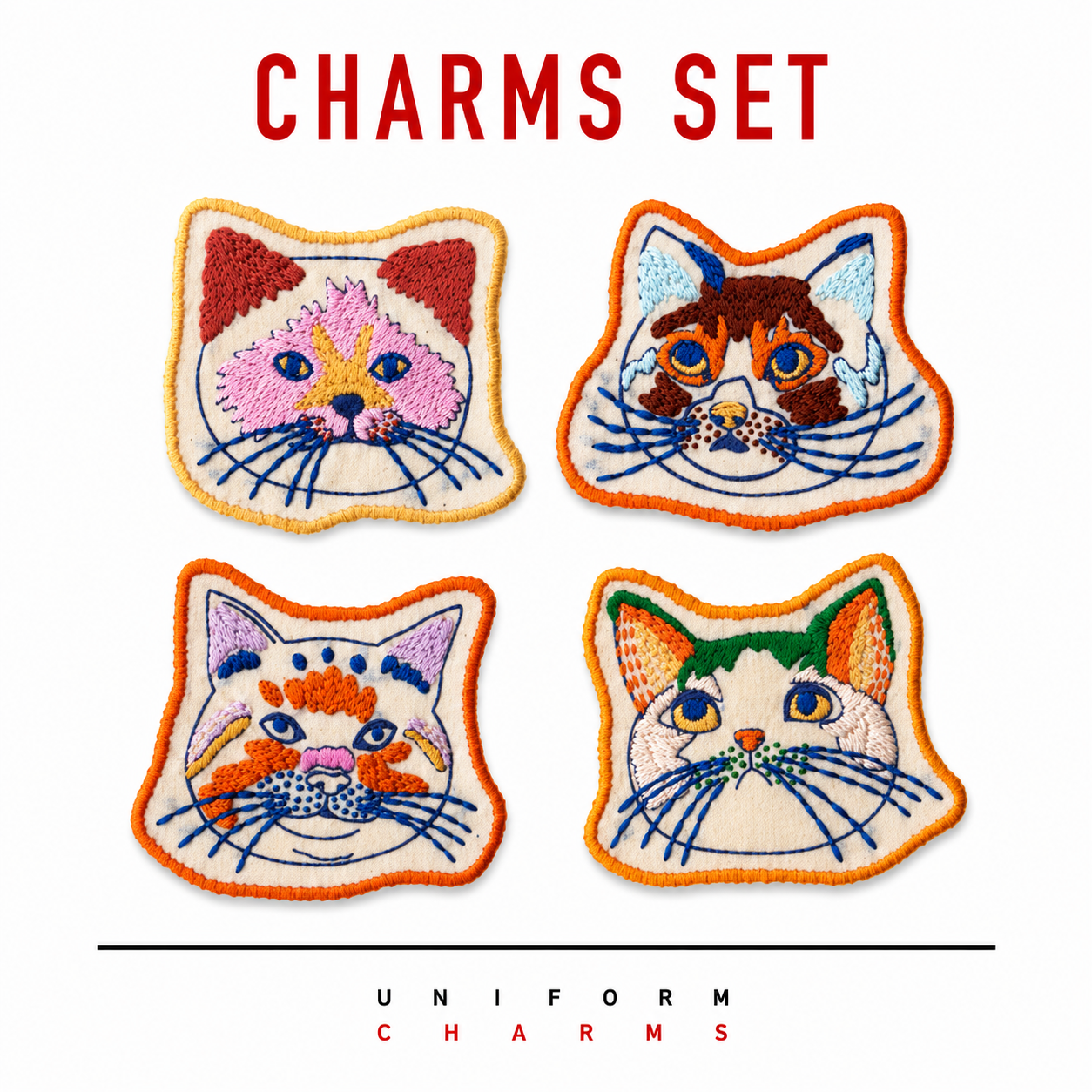 Uniform Charms™ Kedi Surat Seti (4'lü) Broş Charm