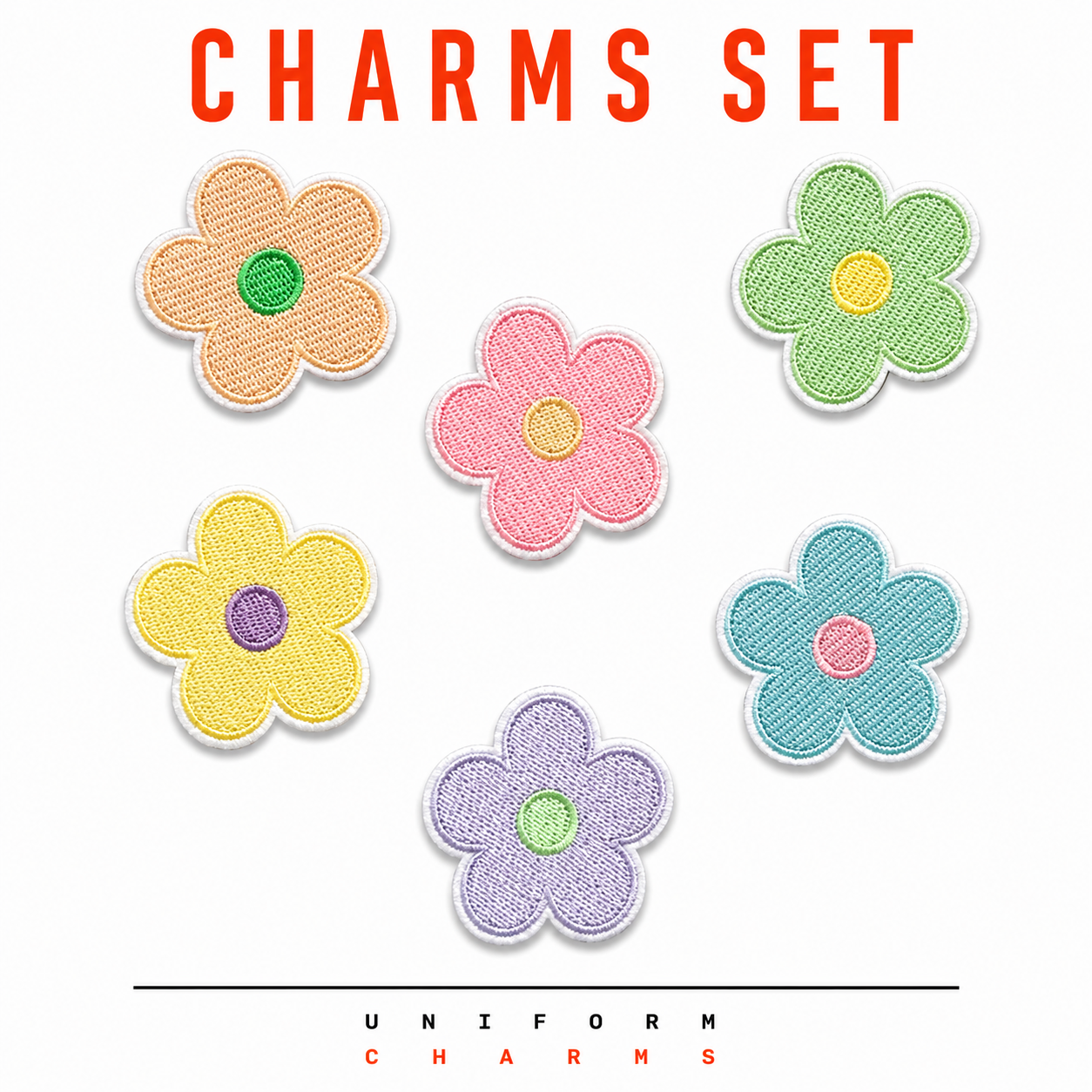 Uniform Charms™ Pastel Çiçek Seti (6'lı) Broş Charm