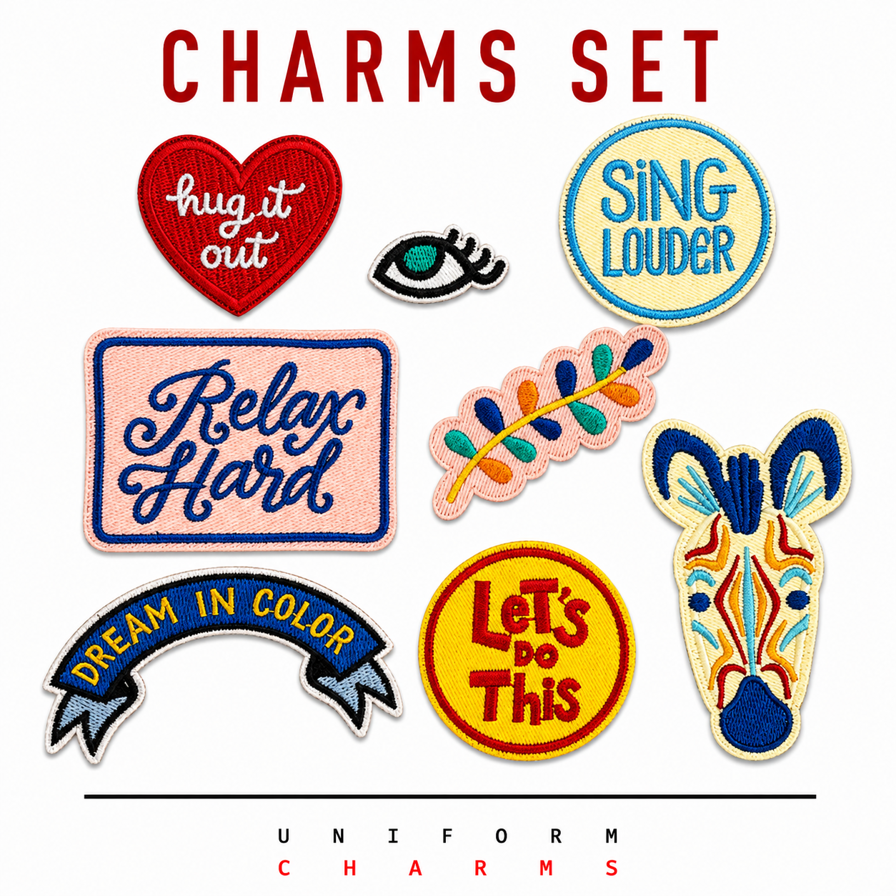 Uniform Charms™ Pozitif Sözler Seti (8'li) Broş Charm