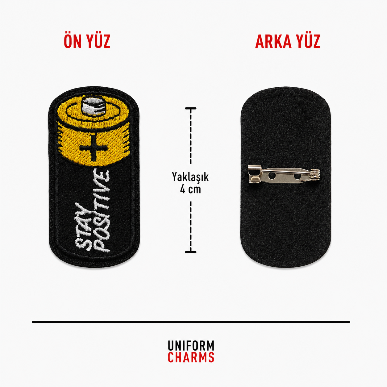 Uniform Charms™ Stay Positive (Pil) Broş Charm