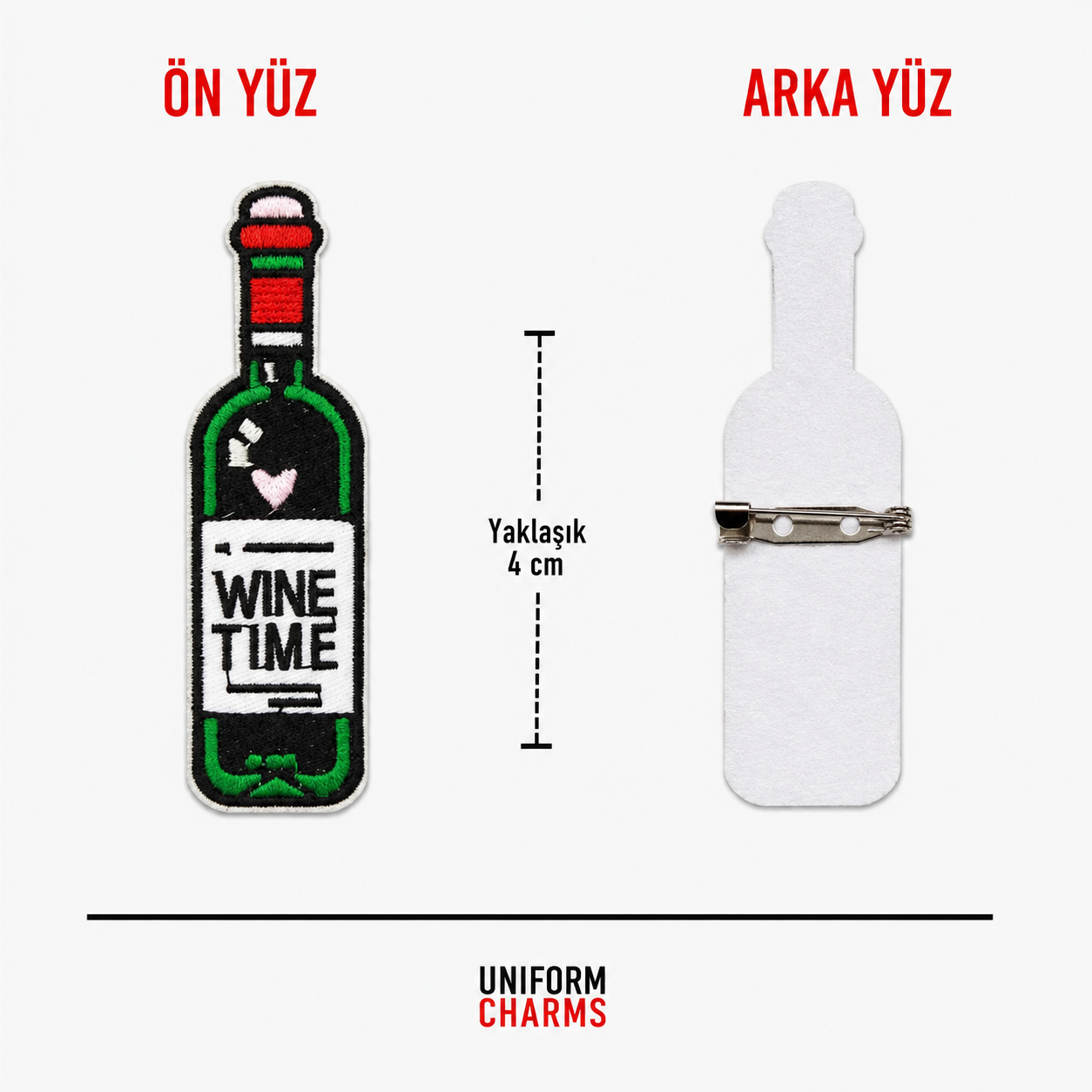 Uniform Charms™ Wine Time (Şarap Şişesi) Broş Charm