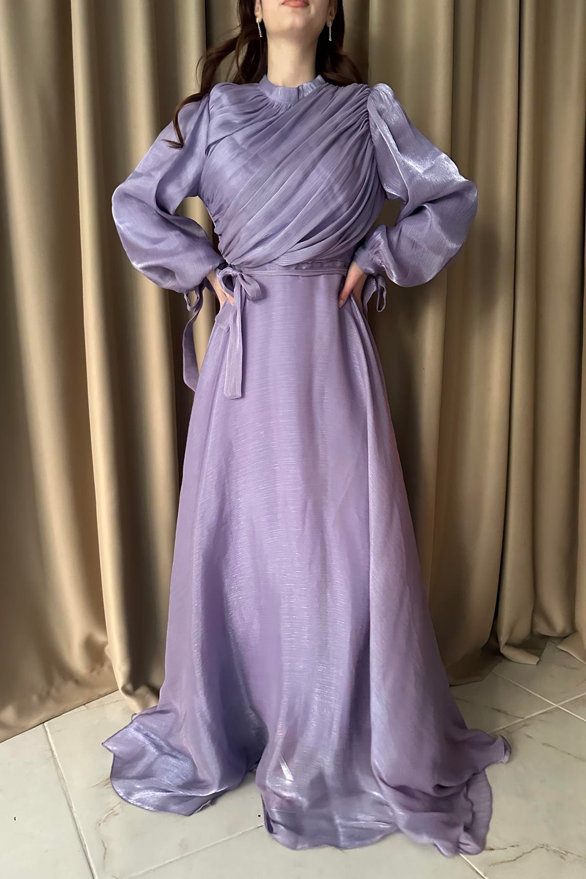 GÖĞÜS DRAPELİ ABİYE ELBİSE