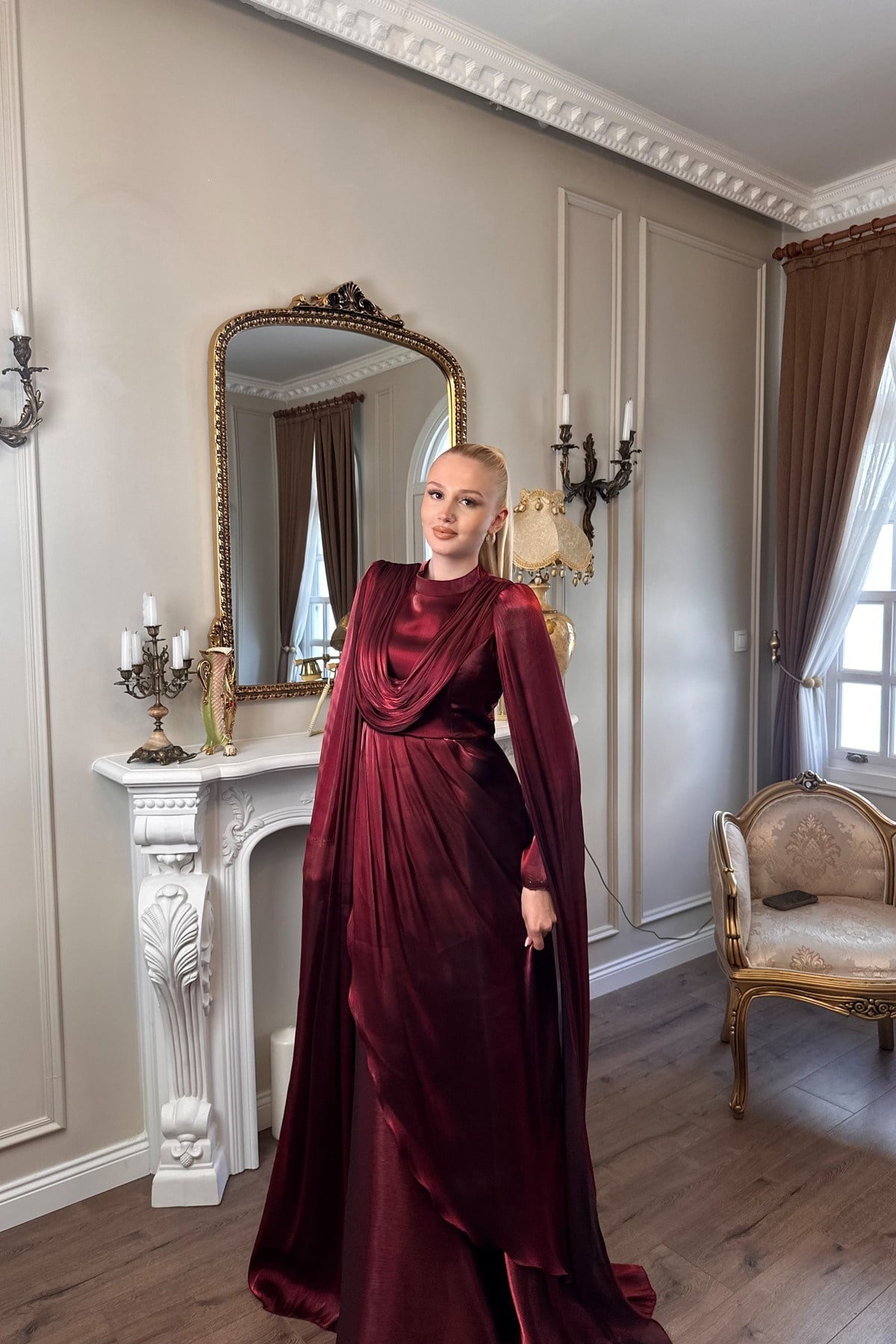 ŞAL YAKA JAN JAN ELBİSE