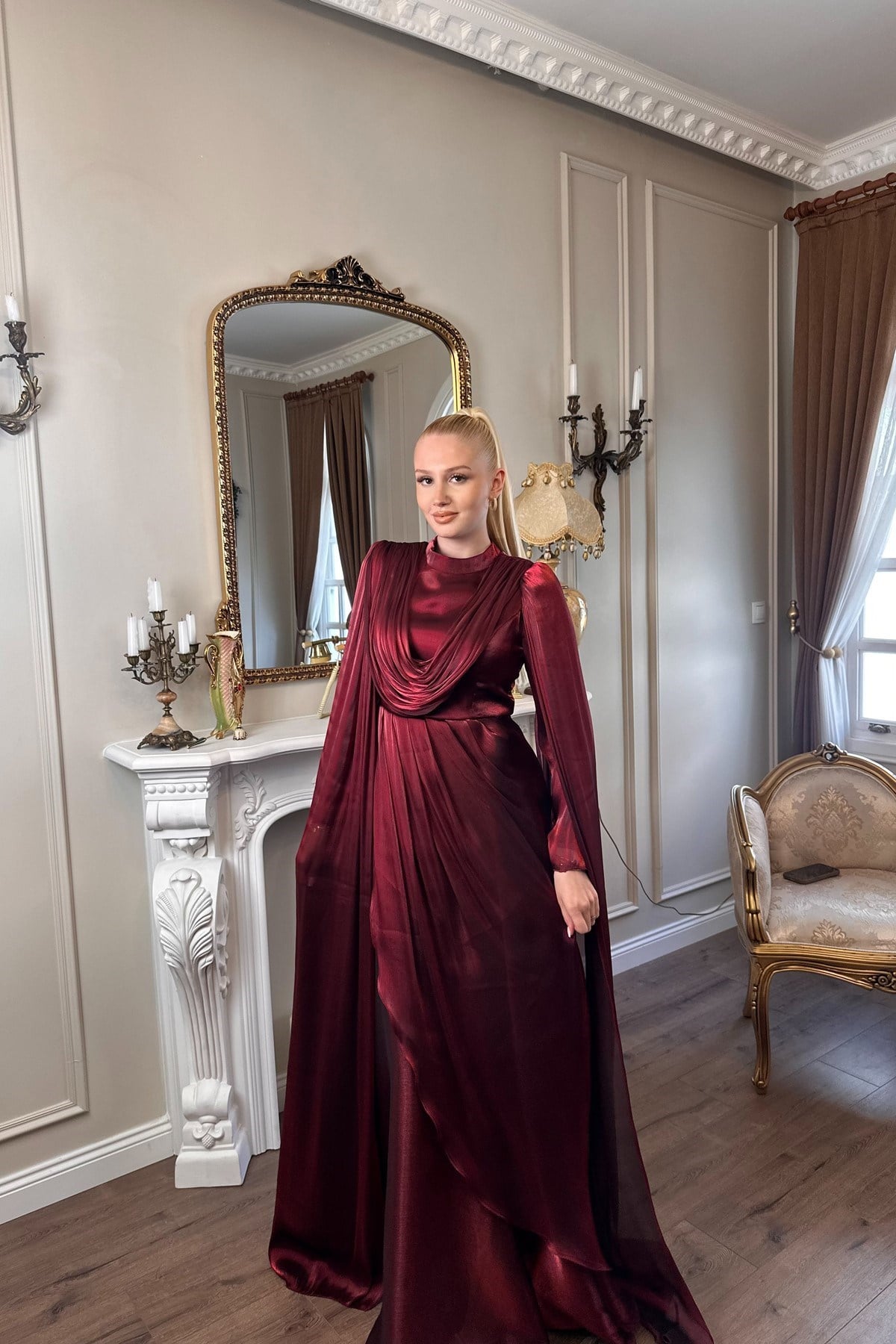 ŞAL YAKA JAN JAN ELBİSE