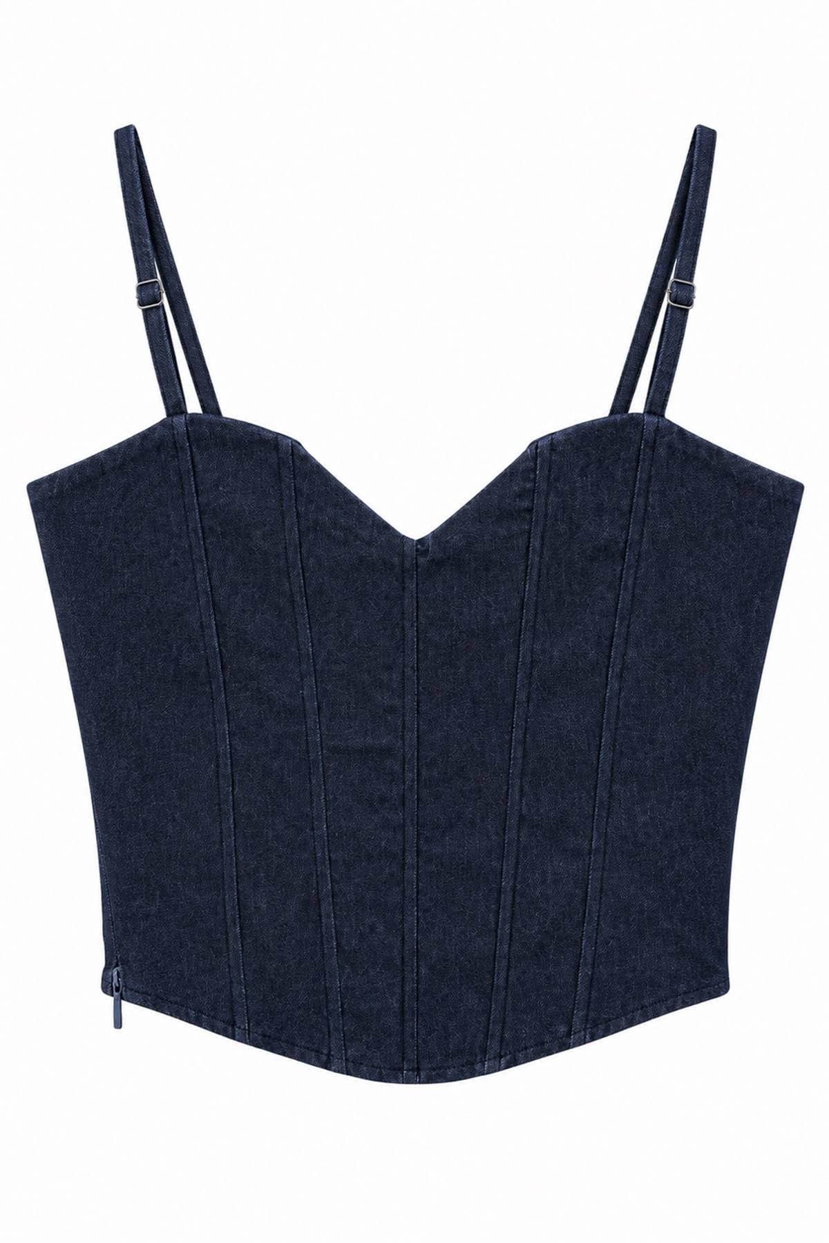 ASKILI CROP KOT BLUZ