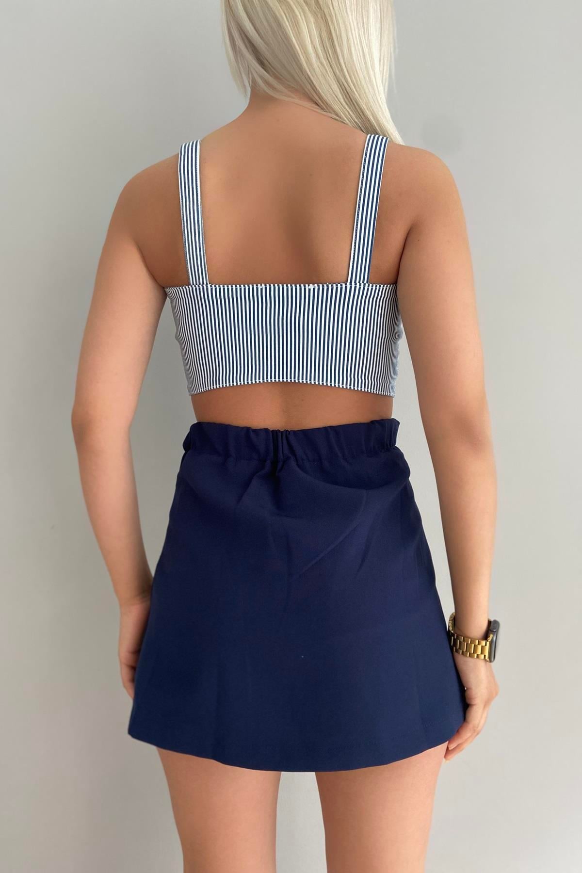ÇİZGİLİ CROP BLUZ