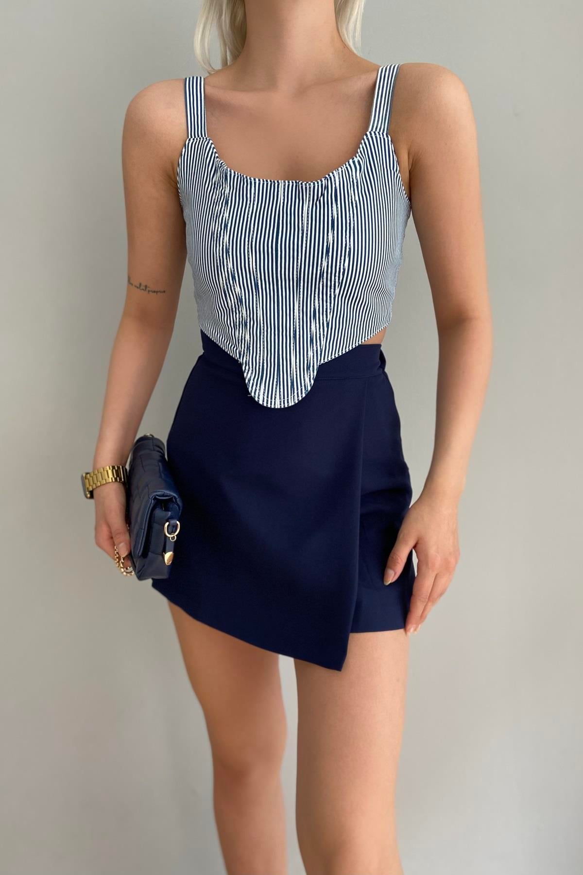ÇİZGİLİ CROP BLUZ