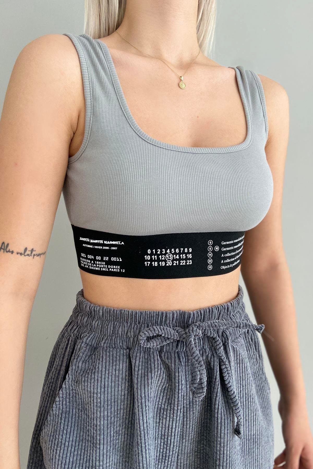 LASTİK DETAY CROP ATLET