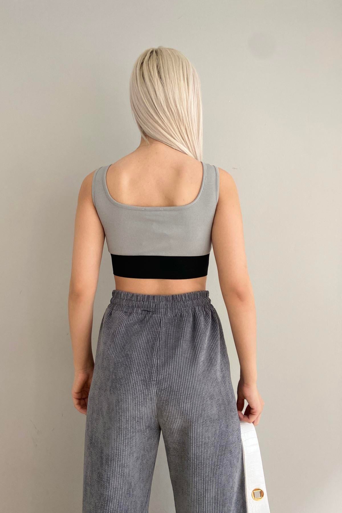 LASTİK DETAY CROP ATLET